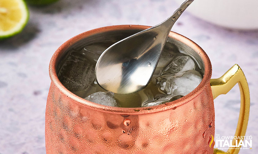 stirring kentucky mule with bar spoon