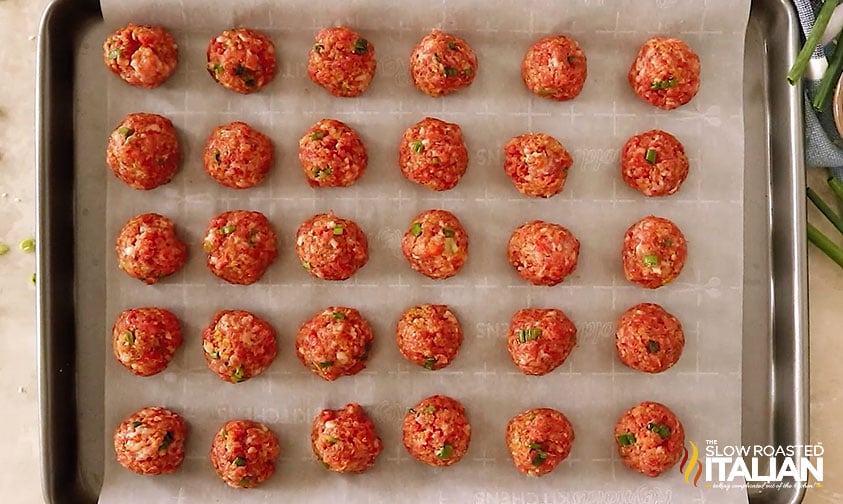 meatballs on a baking sheet