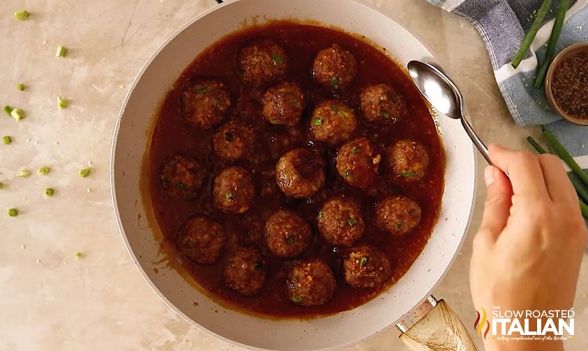 cooking meatballs in teriyaki sauce