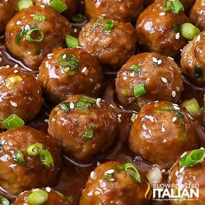 closeup of best ever teriyaki meatballs