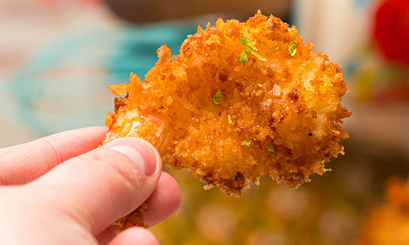 closeup of fried coconut shrimp recipe