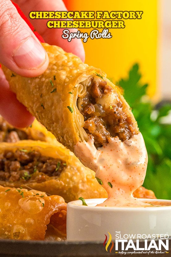 Titled Image: Cheesecake Factory Cheeseburger Spring Rolls