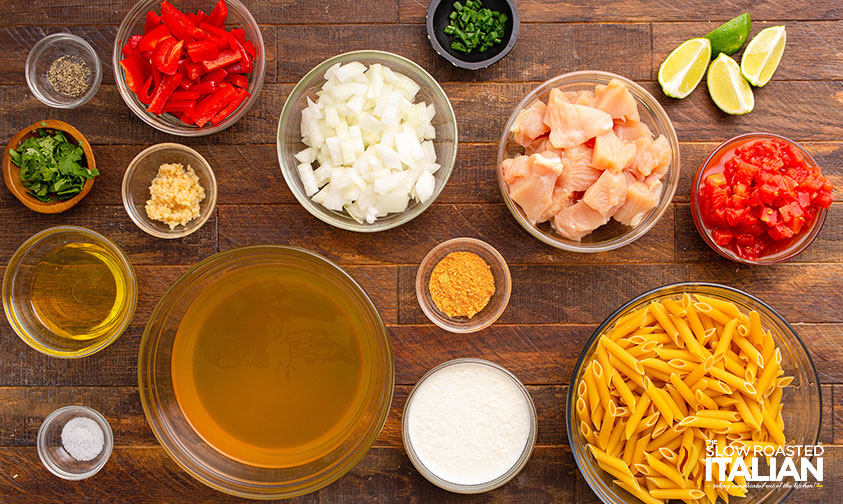 ingredients for chicken fajita pasta recipe