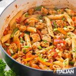 pot of chicken fajita pasta