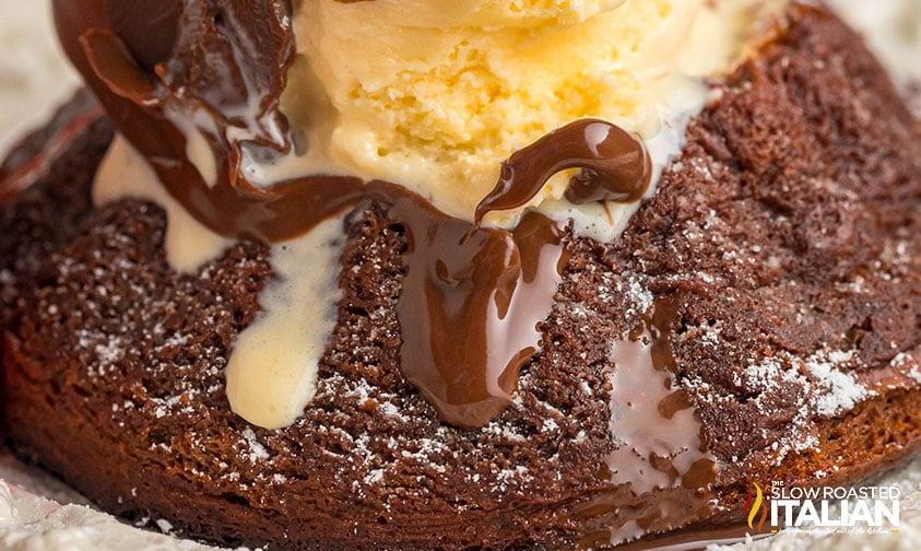 closeup of chili's molten lava cake