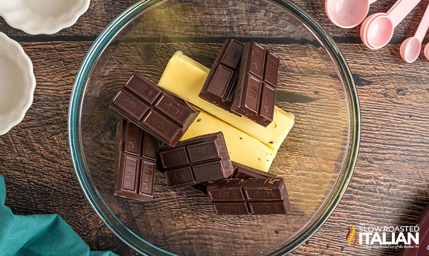 butter and chocolate in a microwave safe bowl