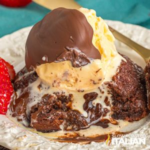 Chili's molten lava cake with vanilla ice cream