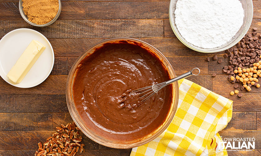 batter for chocolate and caramel cupcake