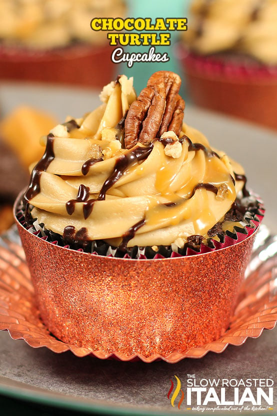 Chocolate and Caramel Turtle Cupcakes
