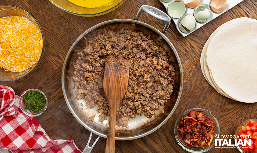 browned breakfast sausage for freezer burritos