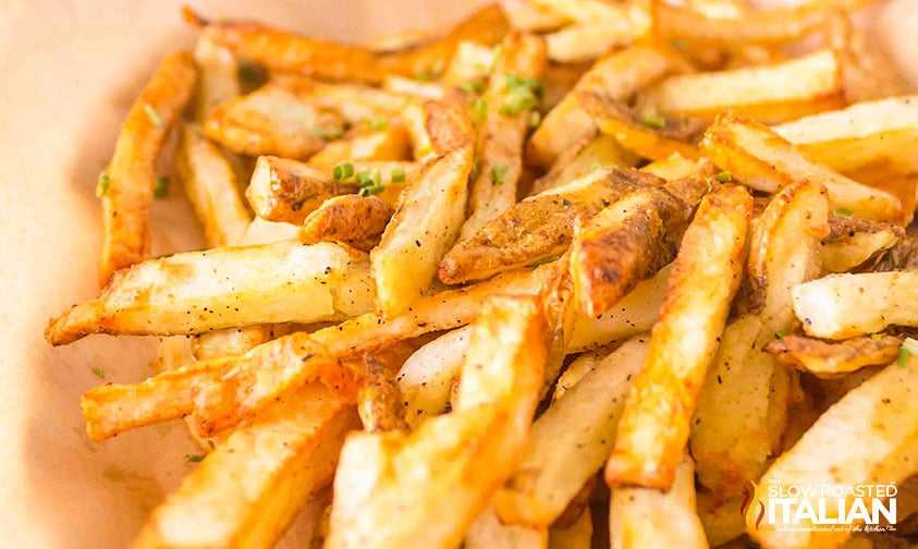closeup of air fryer homemade french fries