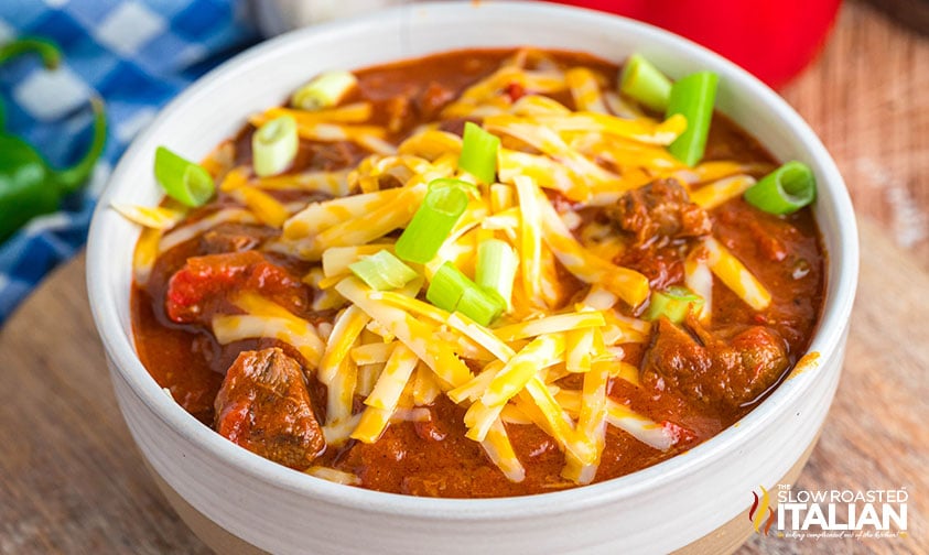 white bowl full of outback tasmanian chili