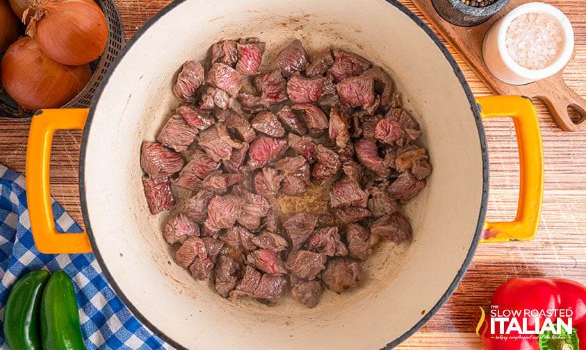 cooking chuck roast in a large pot