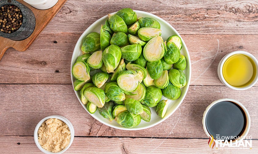 ingredients for brussel sprouts with balsamic glaze