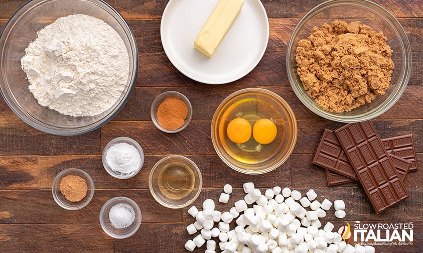 ingredients for s mores bars recipe