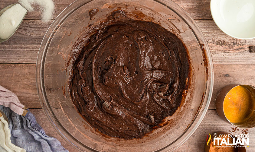 starbucks brownie batter in a mixing bowl