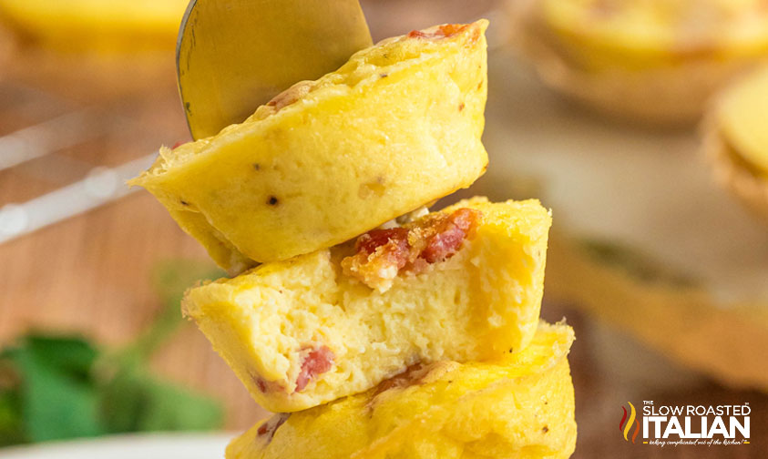 closeup of starbucks egg bites on a fork