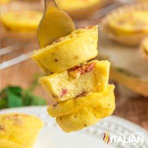 closeup of stacked starbucks egg bites