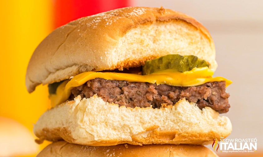 closeup of a white castle burger