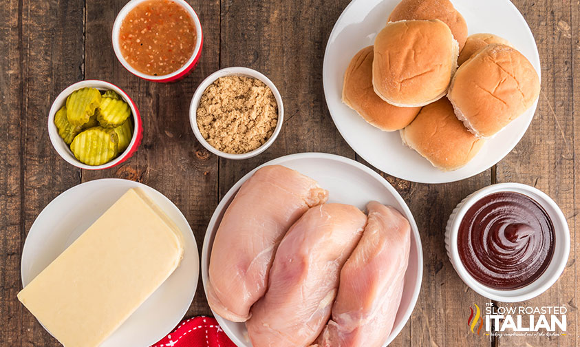 ingredients for bbq pulled chicken sliders