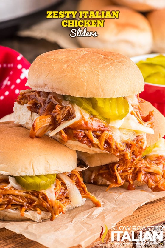 BBQ Pulled Chicken Sliders with Zesty Italian Dressing