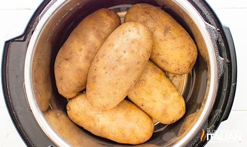 russet potatoes on trivet in instant pot