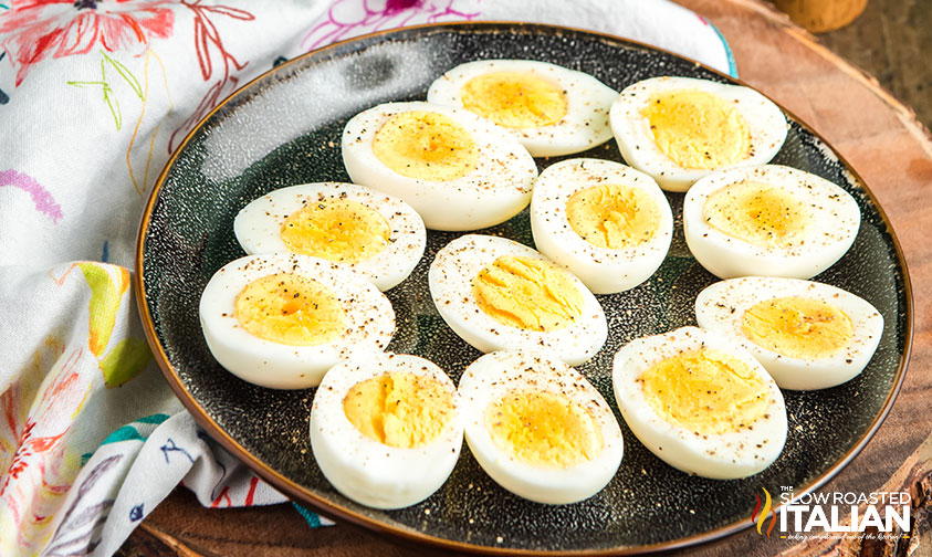 plate of air fryer hard boiled eggs