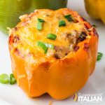 closeup of an air fryer stuffed pepper