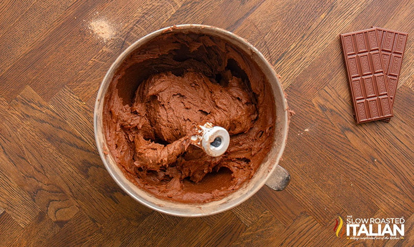 mixed batter for triple chocolate bundt cake