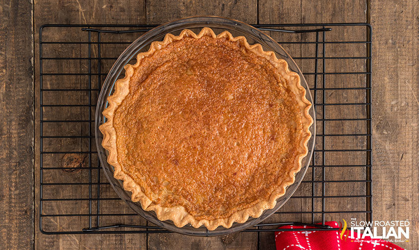 maple pie cooling on a wire rack