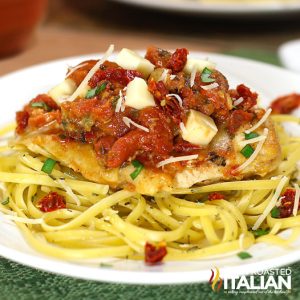 plate of bruschetta chicken