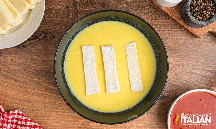 cheese sticks dipped in beaten eggs
