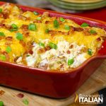 closeup of cheesy potato casserole
