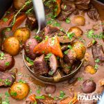 closeup of Slow Cooker Beef Bourguignon