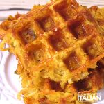 closeup of cheesy hashbrown waffles