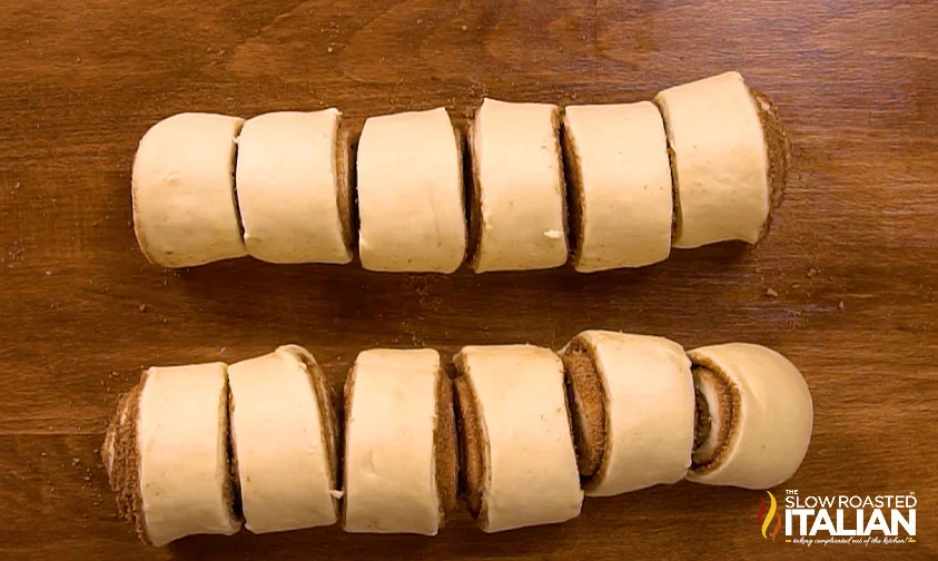 sliced cinnamon roll dough, unbaked