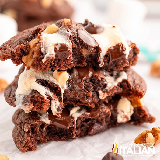 Dark Chocolate Marshmallow Cookies with Walnuts-image