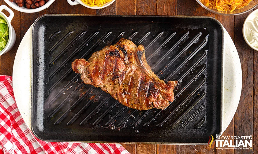 steak on an indoor grill pan