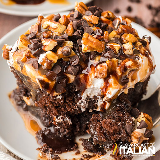 Turtle Chocolate Caramel Poke Cake (Crockpot Recipe)-image