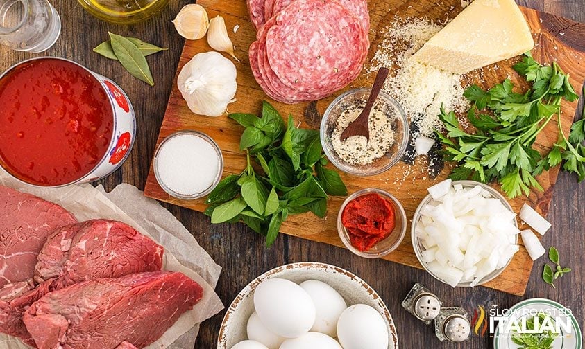 ingredients to make beef braciole from scratch