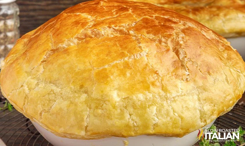 puffy and browned top crust dome over KFC pot pie