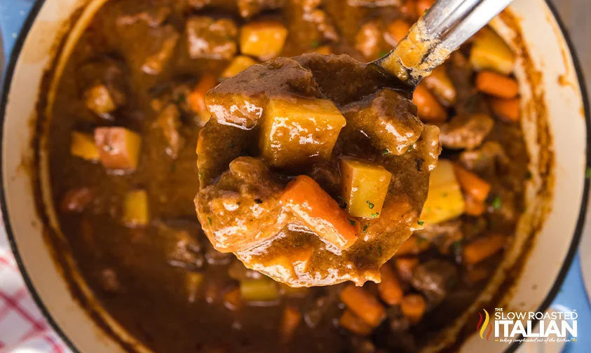 ladleful of old fashioned beef stew