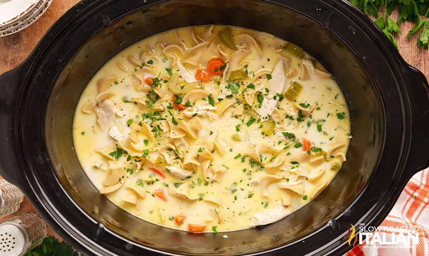 creamy chicken noodle soup in crock pot