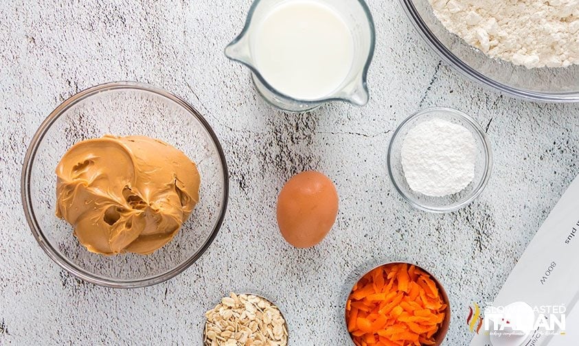 ingredients to make peanut butter dog biscuits