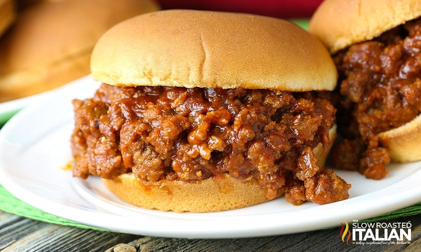 closeup of old fashioned sloppy joes on a plate