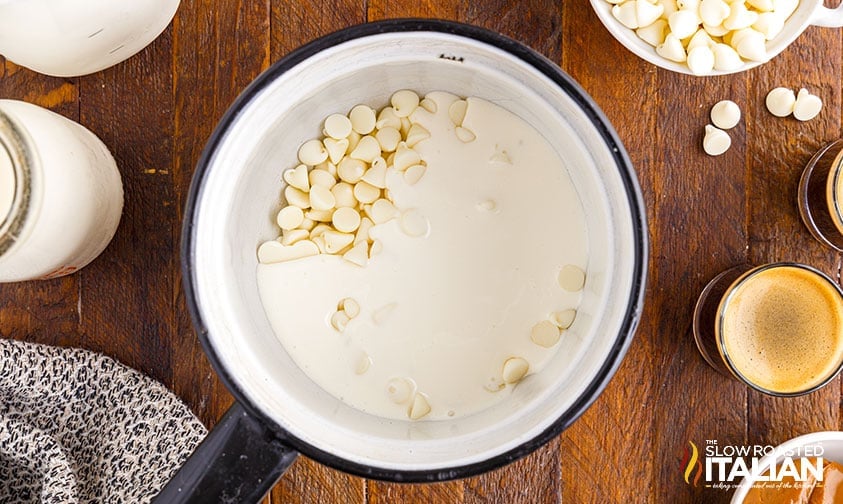 melting white chocolate chips in heavy cream
