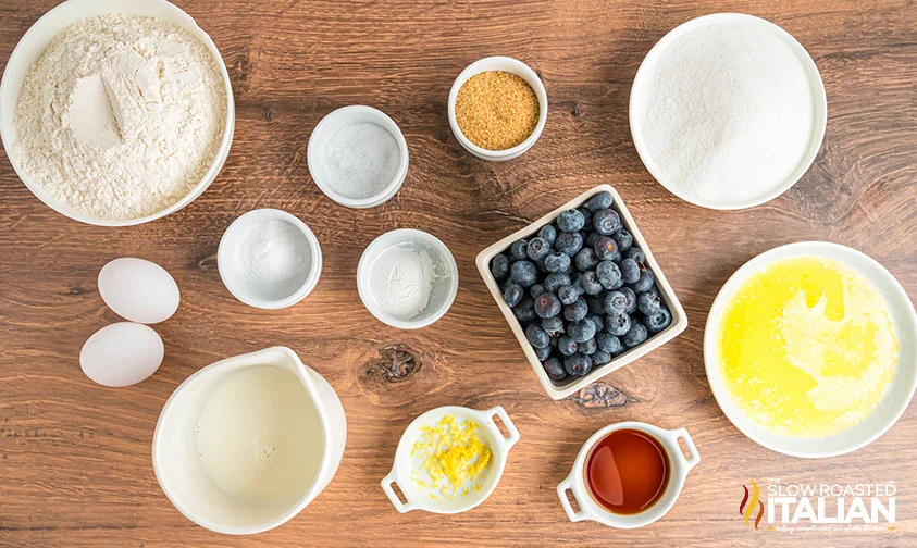 measured ingredients to make blueberry muffins like Starbucks