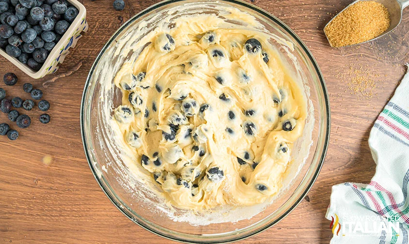 starbucks blueberry muffin batter in a large bowl