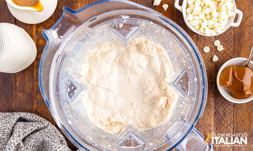 overhead: blended white mocha frappuccino