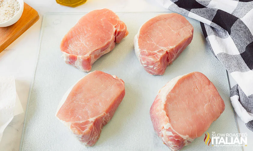 four boneless pork chops, about 1-inch thick